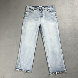 Kensie Jeans Womens 32 Blue The Allie High Rise Slim Straight Light Wash Boho